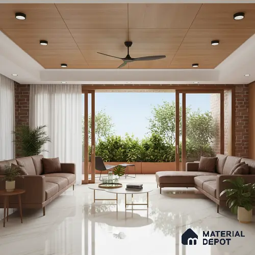 Large Format Marble Floor Tile TL 09442 Carrara Mint Glossy Finish Vitrified Tile - 15 mm | Suitable for Living Room, Bedroom, Office | Adhesive and Spacers Must be Used During Installation
