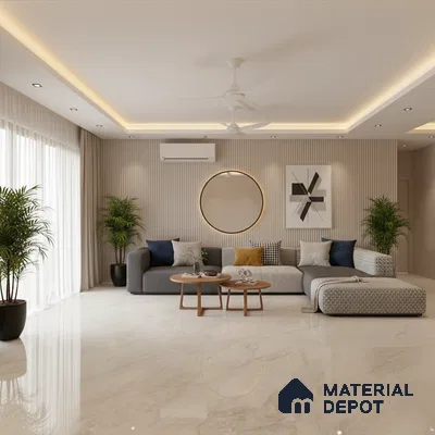Marble Look Floor & Wall Tile TL 09445 | Glossy Finish 6 ft x 4 ft Vitrified Tile - 15 mm | Suitable For Kitchen, Bathroom, Bedroom & Office | Adhesive and Spacers Must be Used During Installation