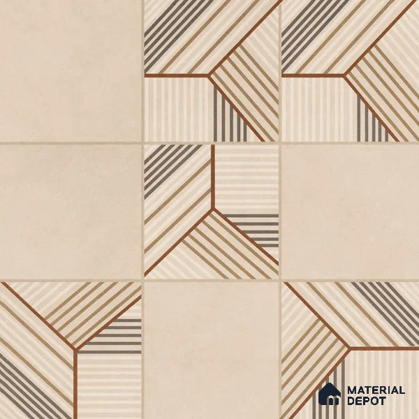 Moroccan Floor Tile TL 09453 West Beige 2 ft x 2 ft Fusion Finish Vitrified Tile - 9 mm | 1 Random Design | Suitable For Kitchen, Accent/Feature Wall, Dining Area | Please Expect a Slight Variation of Pattern