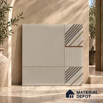 Moroccan Floor Tile TL 09453 West Beige 2 ft x 2 ft Fusion Finish Vitrified Tile - 9 mm | 1 Random Design | Suitable For Kitchen, Accent/Feature Wall, Dining Area | Please Expect a Slight Variation of Pattern
