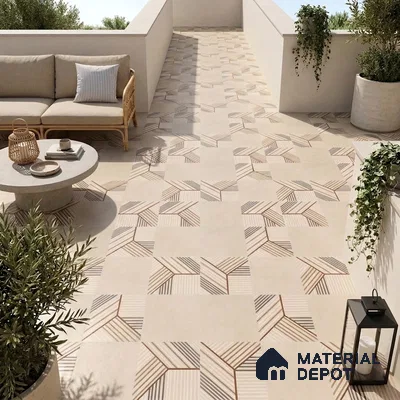 Moroccan Floor Tile TL 09453 West Beige 2 ft x 2 ft Fusion Finish Vitrified Tile - 9 mm | 1 Random Design | Suitable For Kitchen, Accent/Feature Wall, Dining Area | Please Expect a Slight Variation of Pattern