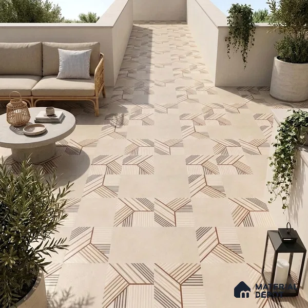 Moroccan Floor Tile TL 09453 West Beige 2 ft x 2 ft Fusion Finish Vitrified Tile - 9 mm | 1 Random Design | Suitable For Kitchen, Accent/Feature Wall, Dining Area | Please Expect a Slight Variation of Pattern