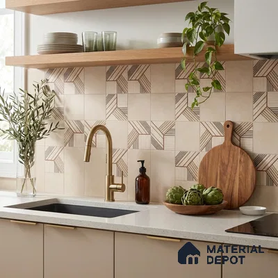 Moroccan Floor Tile TL 09453 West Beige 2 ft x 2 ft Fusion Finish Vitrified Tile - 9 mm | 1 Random Design | Suitable For Kitchen, Accent/Feature Wall, Dining Area | Please Expect a Slight Variation of Pattern