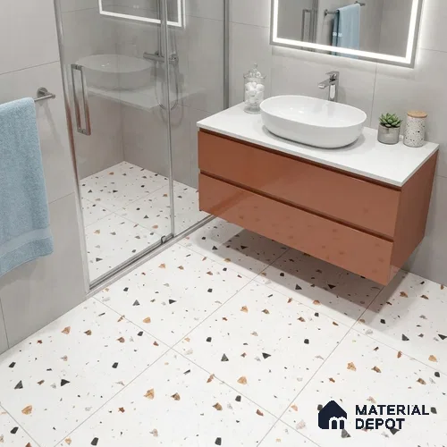 Terrazzo Wall & Floor Tile TL 09454 Remzi Terrazzo 2 ft x 2 ft Fusion Finish Vitrified Tile - 9 mm | 6 Random Design | Suitable For Living Room, Kitchen, Bathroom