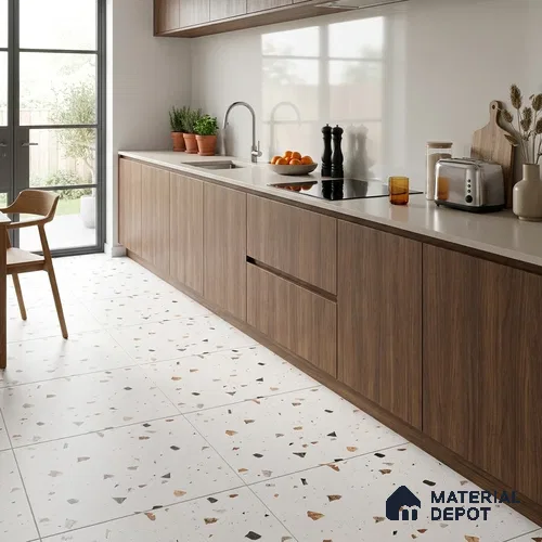 Terrazzo Wall & Floor Tile TL 09454 Remzi Terrazzo 2 ft x 2 ft Fusion Finish Vitrified Tile - 9 mm | 6 Random Design | Suitable For Living Room, Kitchen, Bathroom