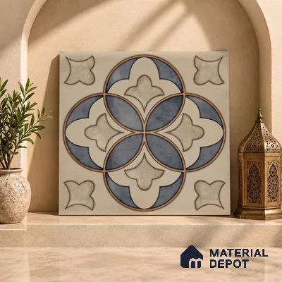 Moroccan Wall & Floor Tile TL 09455 Indo Decore 2 ft x 2 ft Fusion Finish Vitrified Tile - 9 mm | 1 Random Design | Suitable For Kitchen, Balcony, Dining Area | Please Expect a Slight Variation of Pattern