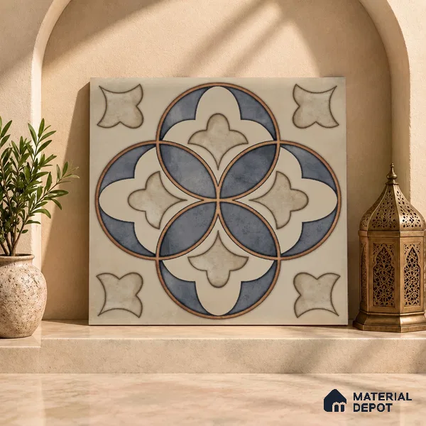 Moroccan Wall & Floor Tile TL 09455 Indo Decore 2 ft x 2 ft Fusion Finish Vitrified Tile - 9 mm | 1 Random Design | Suitable For Kitchen, Balcony, Dining Area | Please Expect a Slight Variation of Pattern