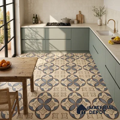 Moroccan Wall & Floor Tile TL 09455 Indo Decore 2 ft x 2 ft Fusion Finish Vitrified Tile - 9 mm | 1 Random Design | Suitable For Kitchen, Balcony, Dining Area | Please Expect a Slight Variation of Pattern
