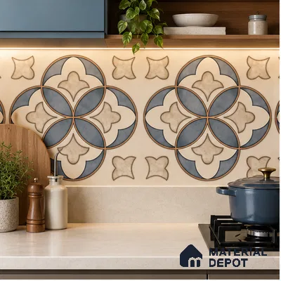 Moroccan Wall & Floor Tile TL 09455 Indo Decore 2 ft x 2 ft Fusion Finish Vitrified Tile - 9 mm | 1 Random Design | Suitable For Kitchen, Balcony, Dining Area | Please Expect a Slight Variation of Pattern