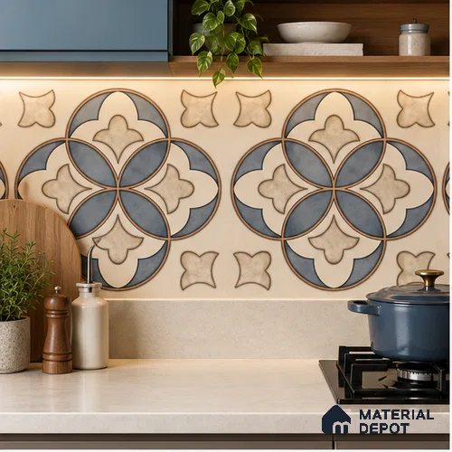 Moroccan Wall & Floor Tile TL 09455 Indo Decore 2 ft x 2 ft Fusion Finish Vitrified Tile - 9 mm | 1 Random Design | Suitable For Kitchen, Balcony, Dining Area | Please Expect a Slight Variation of Pattern