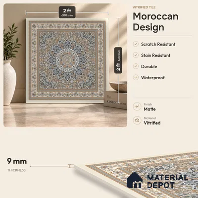 Moroccan Wall & Floor Tile TL 09456 Antiqa Shag 2 ft x 2 ft Fusion Finish Vitrified Tile - 9 mm | 1 Random Design | Suitable For Kitchen, Bedroom, Dining Area | Please Expect a Slight Variation of Pattern