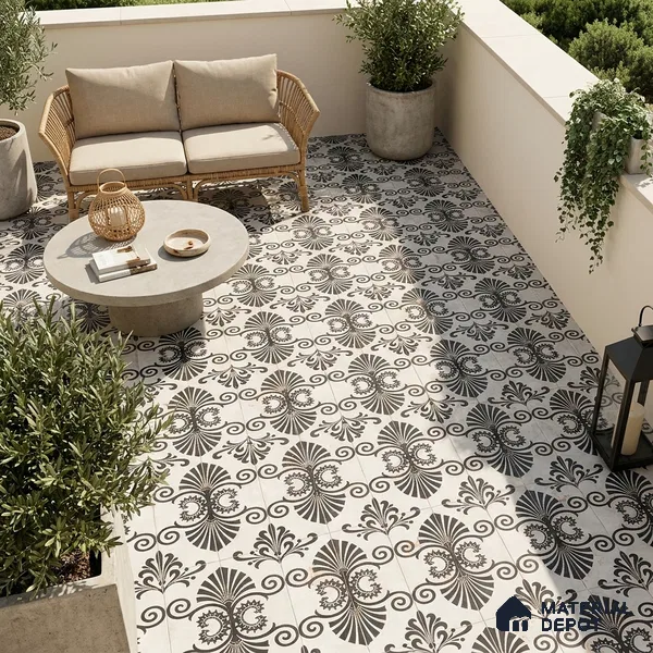 Moroccan Floor Tile TL 09461 Lecce 2 ft x 2 ft Fusion Finish Vitrified Tile - 9 mm | 1 Random Design | Suitable For Balcony, Accent/Feature Wall, Dining Area | Please Expect a Slight Variation of Pattern