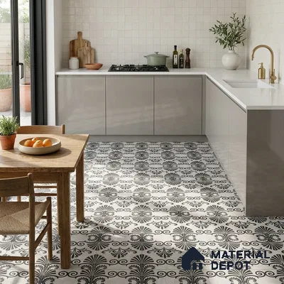 Moroccan Floor Tile TL 09461 Lecce 2 ft x 2 ft Fusion Finish Vitrified Tile - 9 mm | 1 Random Design | Suitable For Balcony, Accent/Feature Wall, Dining Area | Please Expect a Slight Variation of Pattern