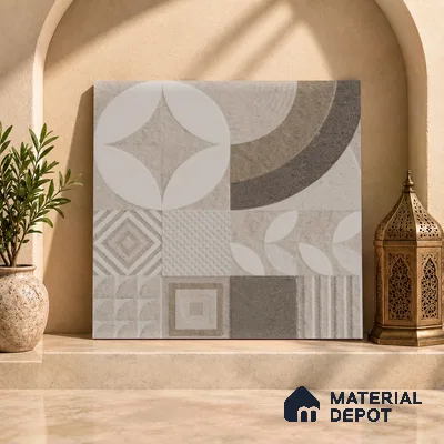 Moroccan Floor Tile TL 09463 Hannover Beige 2 ft x 2 ft Stonelo Finish Vitrified Tile - 9 mm | 1 Random Design | Suitable For Kitchen, Bathroom, Dining Area | Please Expect a Slight Variation of Pattern