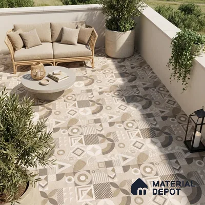 Moroccan Floor Tile TL 09463 Hannover Beige 2 ft x 2 ft Stonelo Finish Vitrified Tile - 9 mm | 1 Random Design | Suitable For Kitchen, Bathroom, Dining Area | Please Expect a Slight Variation of Pattern