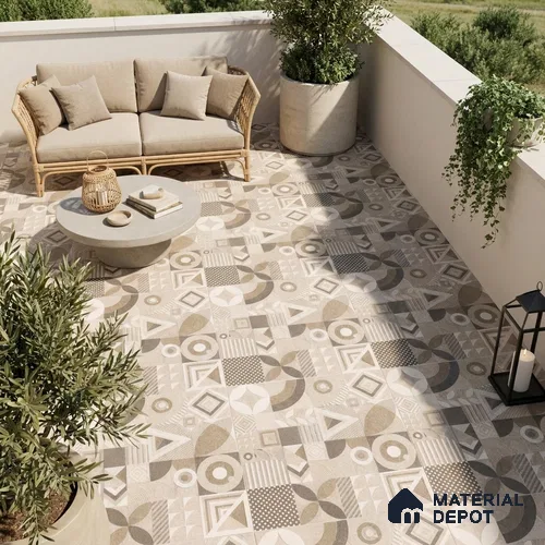 Moroccan Floor Tile TL 09463 Hannover Beige 2 ft x 2 ft Stonelo Finish Vitrified Tile - 9 mm | 1 Random Design | Suitable For Kitchen, Bathroom, Dining Area | Please Expect a Slight Variation of Pattern