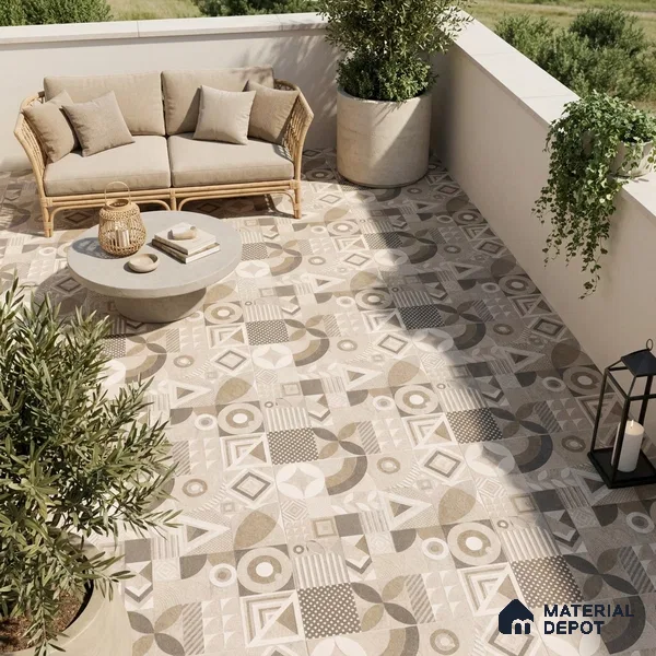 Moroccan Floor Tile TL 09463 Hannover Beige 2 ft x 2 ft Stonelo Finish Vitrified Tile - 9 mm | 1 Random Design | Suitable For Kitchen, Bathroom, Dining Area | Please Expect a Slight Variation of Pattern