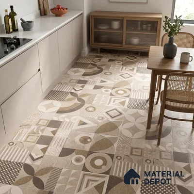 Moroccan Floor Tile TL 09463 Hannover Beige 2 ft x 2 ft Stonelo Finish Vitrified Tile - 9 mm | 1 Random Design | Suitable For Kitchen, Bathroom, Dining Area | Please Expect a Slight Variation of Pattern