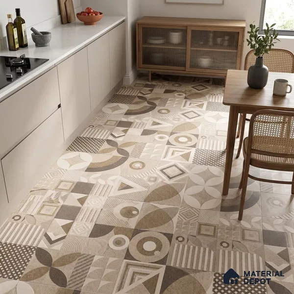 Moroccan Floor Tile TL 09463 Hannover Beige 2 ft x 2 ft Stonelo Finish Vitrified Tile - 9 mm | 1 Random Design | Suitable For Kitchen, Bathroom, Dining Area | Please Expect a Slight Variation of Pattern