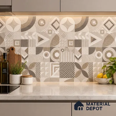 Moroccan Floor Tile TL 09463 Hannover Beige 2 ft x 2 ft Stonelo Finish Vitrified Tile - 9 mm | 1 Random Design | Suitable For Kitchen, Bathroom, Dining Area | Please Expect a Slight Variation of Pattern