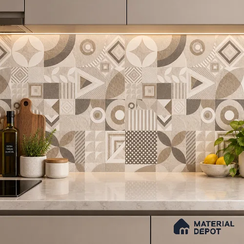 Moroccan Floor Tile TL 09463 Hannover Beige 2 ft x 2 ft Stonelo Finish Vitrified Tile - 9 mm | 1 Random Design | Suitable For Kitchen, Bathroom, Dining Area | Please Expect a Slight Variation of Pattern