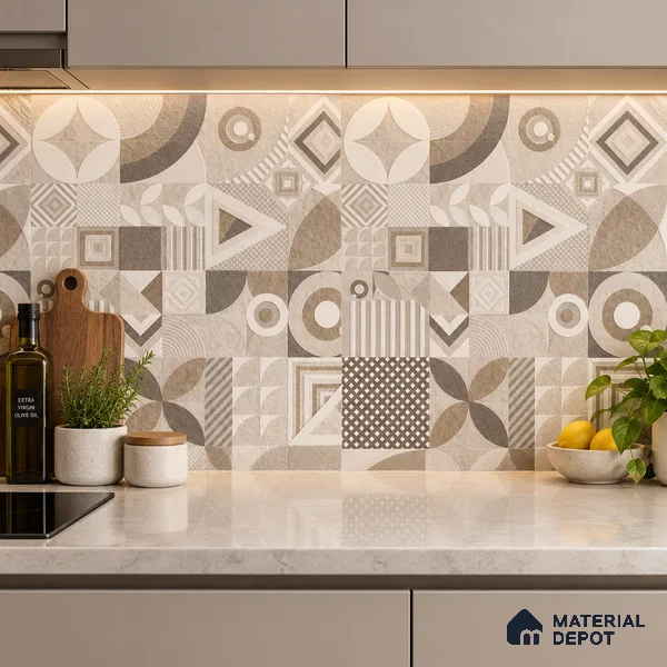 Moroccan Floor Tile TL 09463 Hannover Beige 2 ft x 2 ft Stonelo Finish Vitrified Tile - 9 mm | 1 Random Design | Suitable For Kitchen, Bathroom, Dining Area | Please Expect a Slight Variation of Pattern