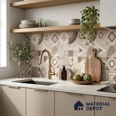 Moroccan Floor Tile TL 09463 Hannover Beige 2 ft x 2 ft Stonelo Finish Vitrified Tile - 9 mm | 1 Random Design | Suitable For Kitchen, Bathroom, Dining Area | Please Expect a Slight Variation of Pattern