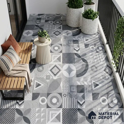 Moroccan Floor Tile TL 09463 B Hannover Gris 2 ft x 2 ft Stonelo Finish Vitrified Tile - 9 mm | 1 Random Design | Suitable For Kitchen, Accent/Feature Wall, Dining Area | Please Expect a Slight Variation of Pattern