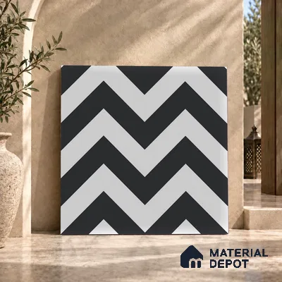 Moroccan Wall & Floor Tile TL 09466 Emo Monochrome 2 ft x 2 ft Matte Finish Vitrified Tile - 9 mm | 1 Random Design | Suitable For Balcony, Bathroom, Dining Area | Please Expect a Slight Variation of Pattern