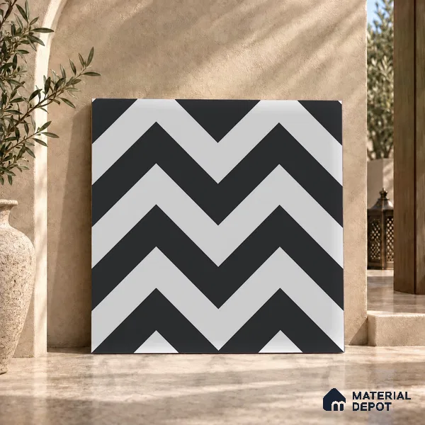 Moroccan Wall & Floor Tile TL 09466 Emo Monochrome 2 ft x 2 ft Matte Finish Vitrified Tile - 9 mm | 1 Random Design | Suitable For Balcony, Bathroom, Dining Area | Please Expect a Slight Variation of Pattern