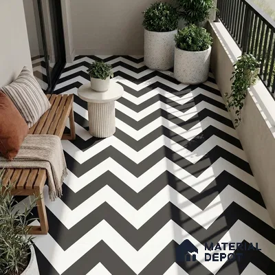 Moroccan Wall & Floor Tile TL 09466 Emo Monochrome 2 ft x 2 ft Matte Finish Vitrified Tile - 9 mm | 1 Random Design | Suitable For Balcony, Bathroom, Dining Area | Please Expect a Slight Variation of Pattern