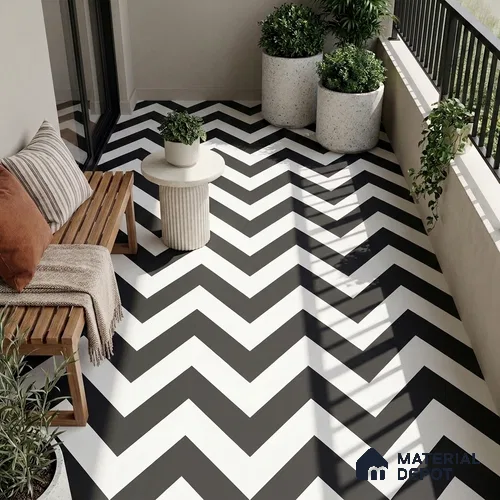 Moroccan Wall & Floor Tile TL 09466 Emo Monochrome 2 ft x 2 ft Matte Finish Vitrified Tile - 9 mm | 1 Random Design | Suitable For Balcony, Bathroom, Dining Area | Please Expect a Slight Variation of Pattern