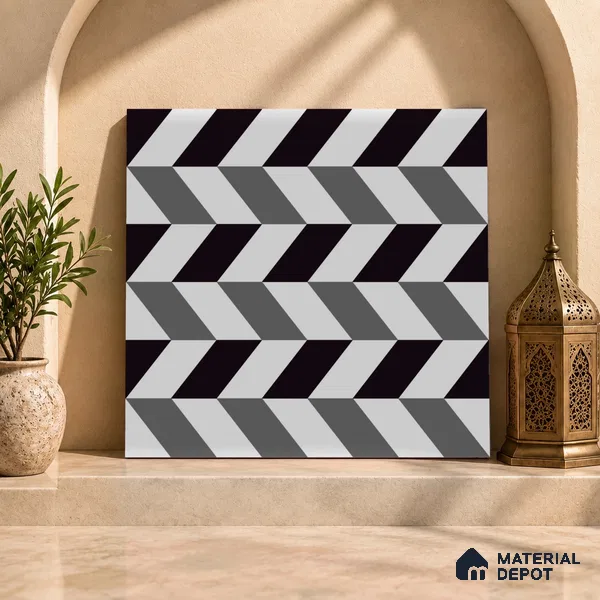 Moroccan Wall & Floor Tile TL 09467 Procal Monochrome 2 ft x 2 ft Matte Finish Vitrified Tile - 9 mm | 1 Random Design | Suitable For Kitchen, Bathroom, Dining Area | Please Expect a Slight Variation of Pattern