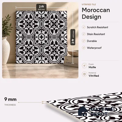 Moroccan Wall & Floor Tile TL 09468 Lona Decore 2 ft x 2 ft Matte Finish Vitrified Tile - 9 mm | 1 Random Design | Suitable For Kitchen, Bathroom, Dining Area | Please Expect a Slight Variation of Pattern