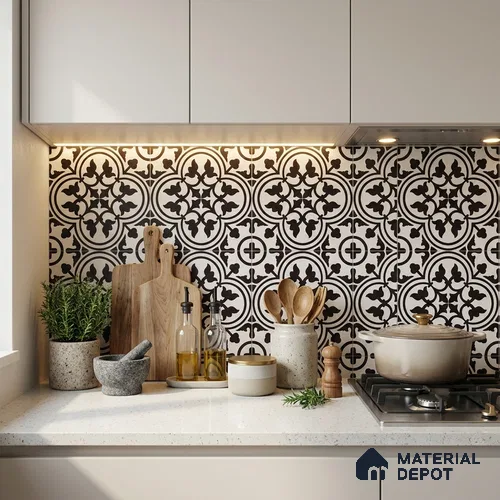 Moroccan Wall & Floor Tile TL 09468 Lona Decore 2 ft x 2 ft Matte Finish Vitrified Tile - 9 mm | 1 Random Design | Suitable For Kitchen, Bathroom, Dining Area | Please Expect a Slight Variation of Pattern