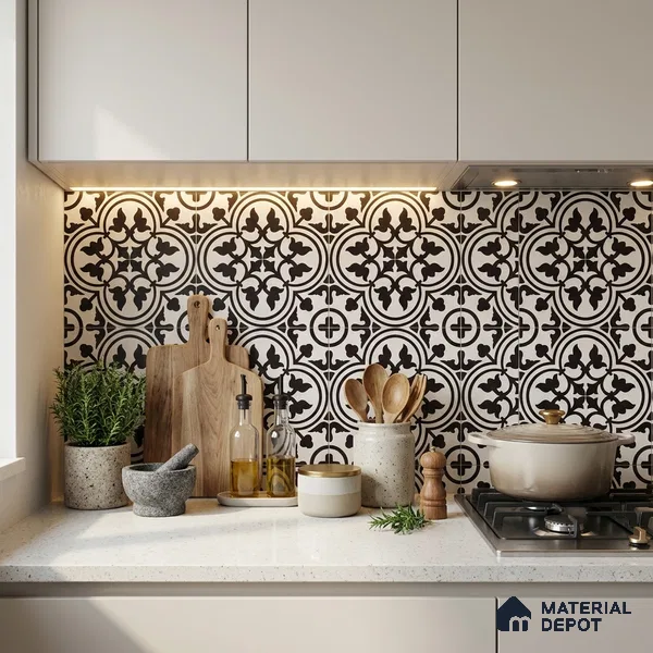 Moroccan Wall & Floor Tile TL 09468 Lona Decore 2 ft x 2 ft Matte Finish Vitrified Tile - 9 mm | 1 Random Design | Suitable For Kitchen, Bathroom, Dining Area | Please Expect a Slight Variation of Pattern