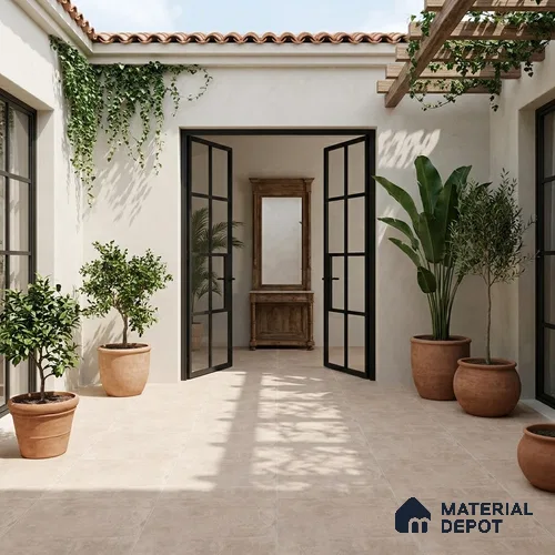 Cement Wall & Floor Tile TL 09473 Soho Crema 2 ft x 2 ft Matte Finish Vitrified Tile - 9 mm | 4 Random Design | Suitable For Living Room, Bedroom, Bathroom