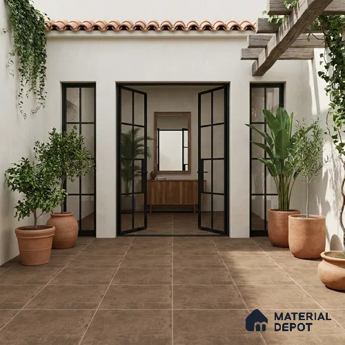 Cement Wall & Floor Tile TL 09473 B Soho Brown 2 ft x 2 ft Matte Finish Vitrified Tile - 9 mm | 4 Random Design | Suitable For Living Room, Bedroom, Bathroom