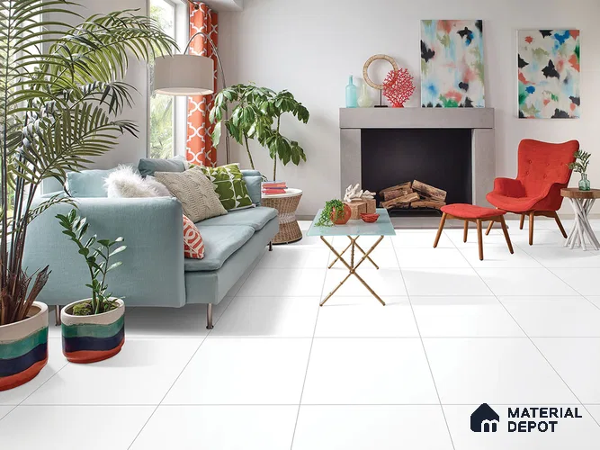 Plain Look Wall & Floor White Matte Finish Vitrified Tile | TL 09474 2 ft x 2 ft - 9 mm | Suitable For Living Room, Kitchen & Bathroom