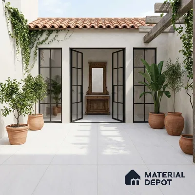 Cement Wall & Floor Tile TL 09475 B Cosmic Bianco 2 ft x 2 ft Matte Finish Vitrified Tile - 9 mm | 5 Random Design | Suitable For Living Room, Bedroom, Bathroom