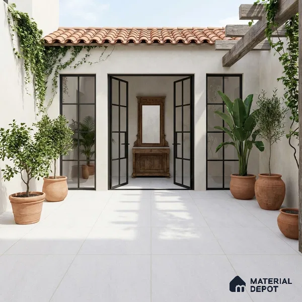 Cement Wall & Floor Tile TL 09475 B Cosmic Bianco 2 ft x 2 ft Matte Finish Vitrified Tile - 9 mm | 5 Random Design | Suitable For Living Room, Bedroom, Bathroom