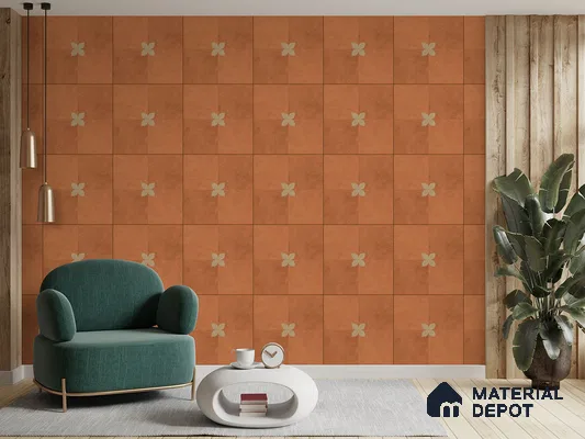Moroccan Floor Tile TL 09477 Element Cotto 2 ft x 2 ft Matte Finish Vitrified Tile - 9 mm | 1 Random Design | Suitable For Courtyard, Balcony, Corridor | Please Expect a Slight Variation of Pattern