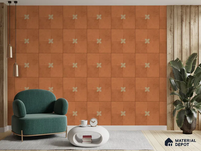 Moroccan Floor Tile TL 09477 Element Cotto 2 ft x 2 ft Matte Finish Vitrified Tile - 9 mm | 1 Random Design | Suitable For Courtyard, Balcony, Corridor | Please Expect a Slight Variation of Pattern