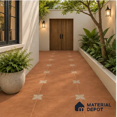Moroccan Floor Tile TL 09477 Element Cotto 2 ft x 2 ft Matte Finish Vitrified Tile - 9 mm | 1 Random Design | Suitable For Courtyard, Balcony, Corridor | Please Expect a Slight Variation of Pattern
