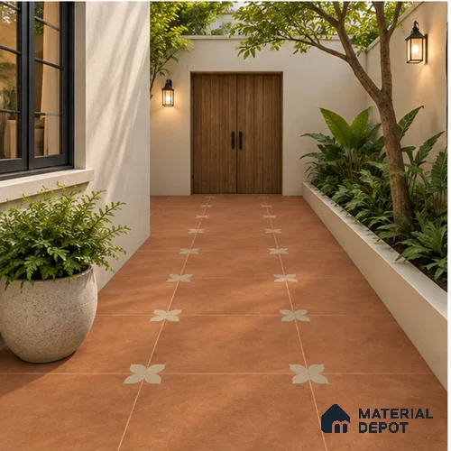 Moroccan Floor Tile TL 09477 Element Cotto 2 ft x 2 ft Matte Finish Vitrified Tile - 9 mm | 1 Random Design | Suitable For Courtyard, Balcony, Corridor | Please Expect a Slight Variation of Pattern