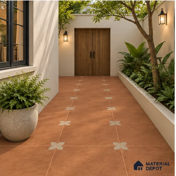 Moroccan Floor Tile TL 09477 Element Cotto 2 ft x 2 ft Matte Finish Vitrified Tile - 9 mm | 1 Random Design | Suitable For Courtyard, Balcony, Corridor | Please Expect a Slight Variation of Pattern