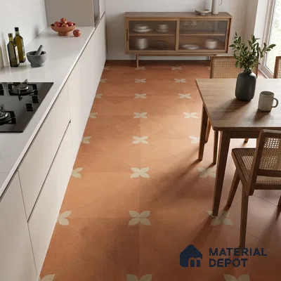 Moroccan Floor Tile TL 09477 Element Cotto 2 ft x 2 ft Matte Finish Vitrified Tile - 9 mm | 1 Random Design | Suitable For Courtyard, Balcony, Corridor | Please Expect a Slight Variation of Pattern