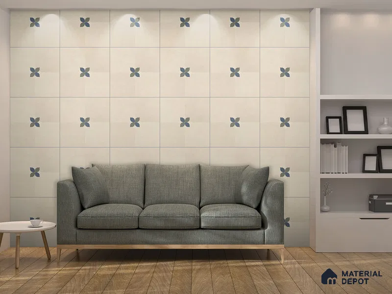Moroccan Floor Tile TL 09477 B Element Crema 2 ft x 2 ft Matte Finish Vitrified Tile - 9 mm | 1 Random Design | Suitable For Balcony, Bedroom, Dining Area | Please Expect a Slight Variation of Pattern