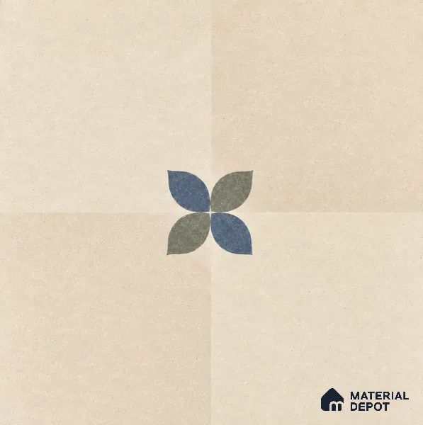Moroccan Floor Tile TL 09477 B Element Crema 2 ft x 2 ft Matte Finish Vitrified Tile - 9 mm | 1 Random Design | Suitable For Balcony, Bedroom, Dining Area | Please Expect a Slight Variation of Pattern