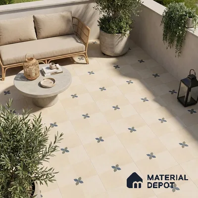 Moroccan Floor Tile TL 09477 B Element Crema 2 ft x 2 ft Matte Finish Vitrified Tile - 9 mm | 1 Random Design | Suitable For Balcony, Bedroom, Dining Area | Please Expect a Slight Variation of Pattern